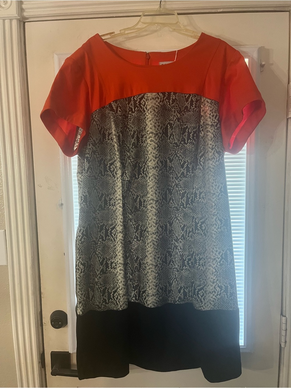 Shelby & Palmer Orange and Black Snake-Print Midi Dress